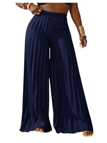 SOLY HUX Women's Wide Leg Palazzo Pleated Pants High Waisted Flowy